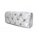 Silver Satin Embellished w/ Flower Rhinestones Evening Bag - BG-38044SV